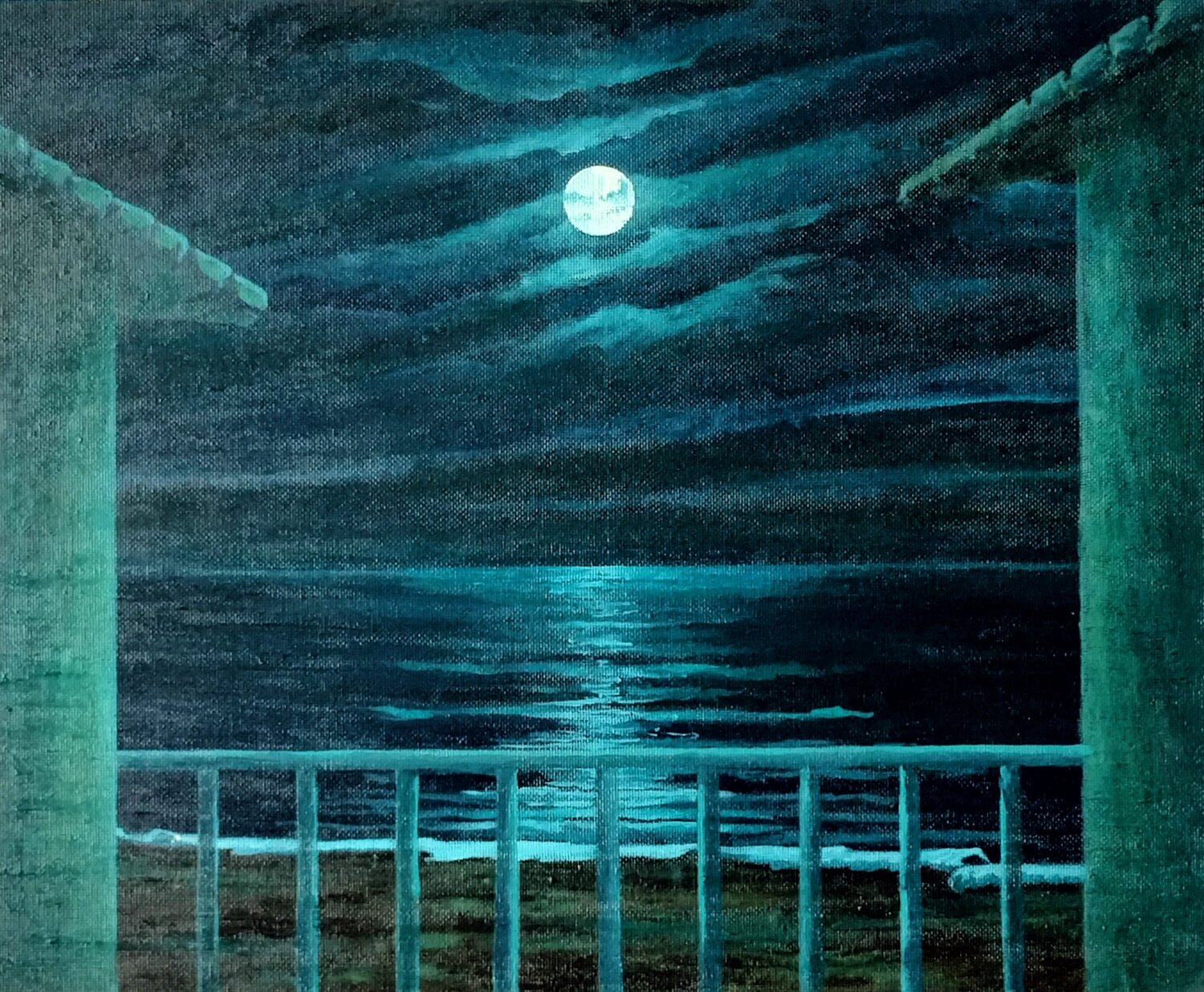 Luna llena de agosto en Mallorca, Nocturno III Marietta Negueruela Original painting for sale