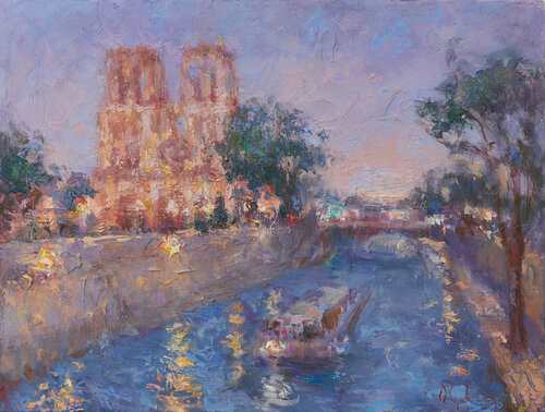 Twilight in Paris by Oksana Johnson, Painting for Sale on Select