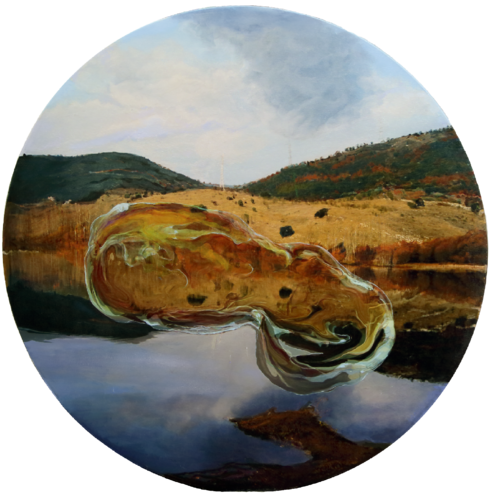 Reflections on a lake symetry by José Antonio Castro-Muñiz, Painting for Sale on Select