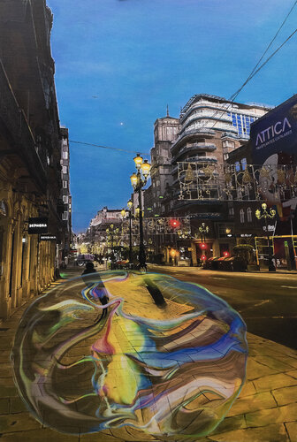 DISTORTION IN THE CITY OF LIGHTS by José Antonio Castro-Muñiz, Painting for Sale on Select