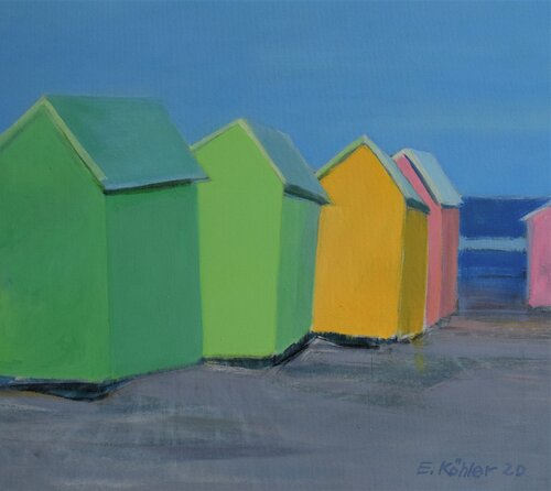 Strand Häuser by Ela Köhler, Painting for Sale on Select