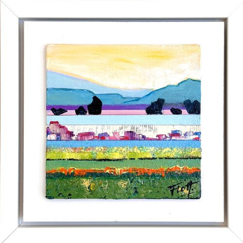 LIGNES D'HORIZONS- Oeuvre encadrée 21X21cm von Florence Autelin, Malerei kaufen auf Select