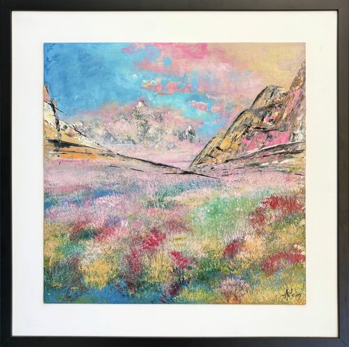 TERRE D'ALTITUDE - Oeuvre encadrée 48X48cm von Florence Autelin, Malerei kaufen auf Select