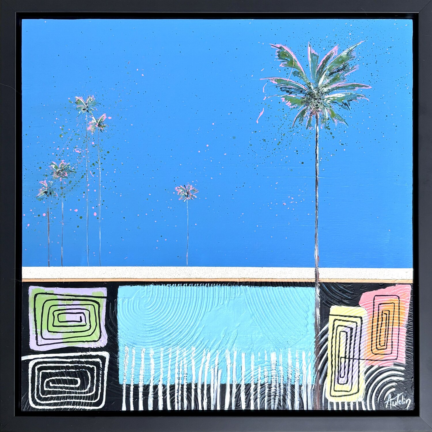 SOUS LE SOLEIL - Caisse américaine 40X40cm Florence Autelin Original painting for sale