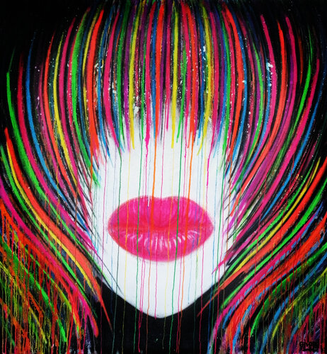 An emotional dive into her hair, her lips... by Giuseppe Valia, Painting for Sale on Select