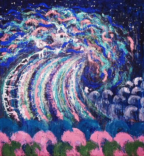 Dive into a Black Crazy Wave ( Glow in the Dark) by Giuseppe Valia, Painting for Sale on Select