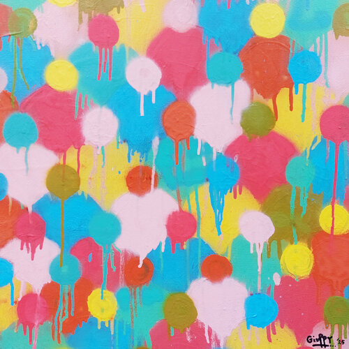 who is who? (Red,yellow,cyan) by Giuseppe Valia, Painting for Sale on Select