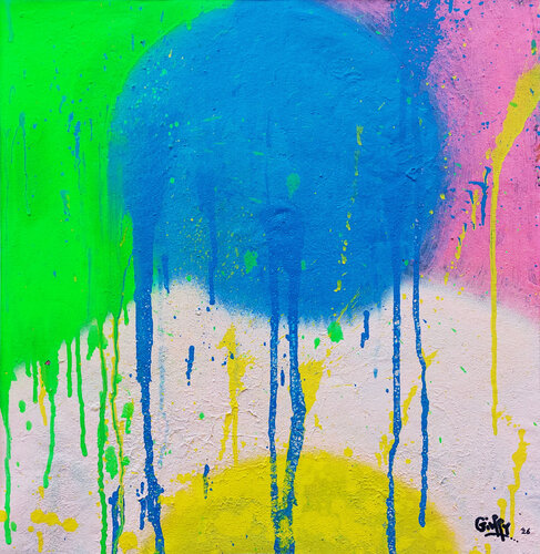 Who am I? (blue,pink,green, yellow, magenta) by Giuseppe Valia, Painting for Sale on Select
