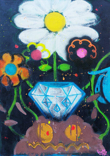 Nothing grows from diamonds, flowers grow from manure...(Fabrizio De André) by Giuseppe Valia, Painting for Sale on Select