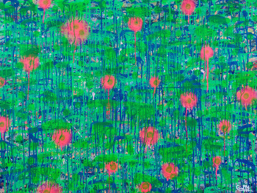 Thoughtless Green-Red Passion by Giuseppe Valia, Painting for Sale on Select