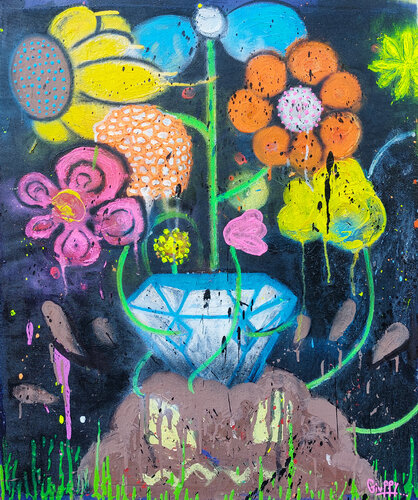 Nothing grows from diamonds, flowers grow from manure...(Fabrizio De André) by Giuseppe Valia, Painting for Sale on Select