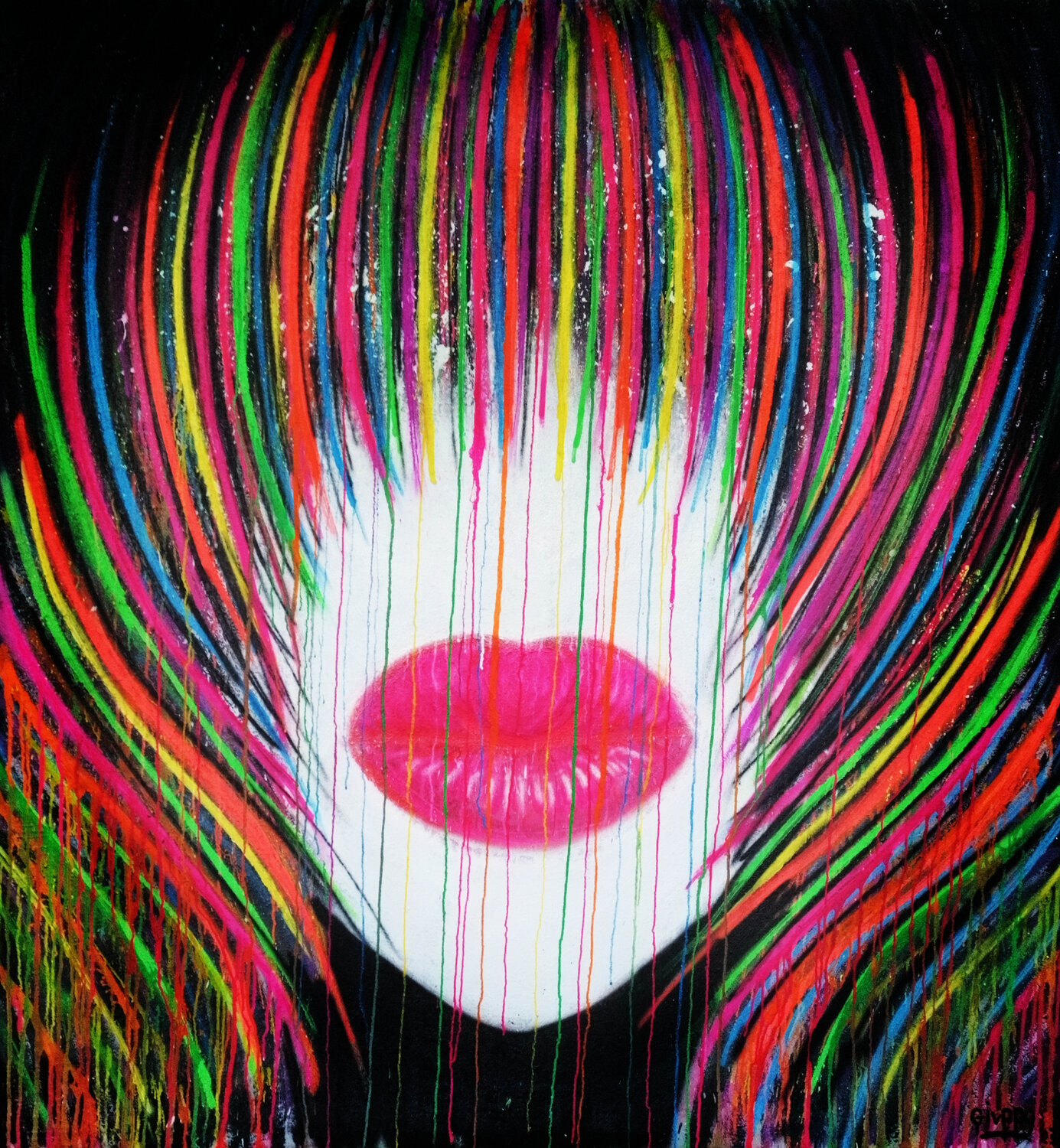An emotional dive into her hair, her lips... Giuseppe Valia Original painting for sale