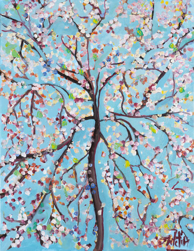 LA ROMANCE DES CERISIERS by Sophie Petetin, Painting for Sale on Select
