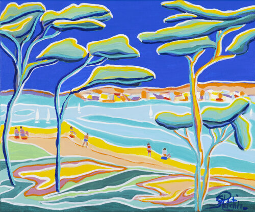 Ma jolie petite plage sous les pins by Sophie Petetin, Painting for Sale on Select