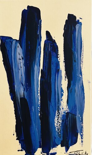 blue colonnes by Sophie Petetin, Painting for Sale on Select