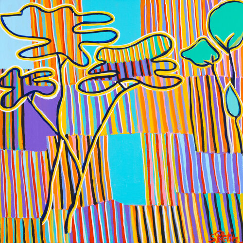 rayures mixtes pour les pins by Sophie Petetin, Painting for Sale on Select