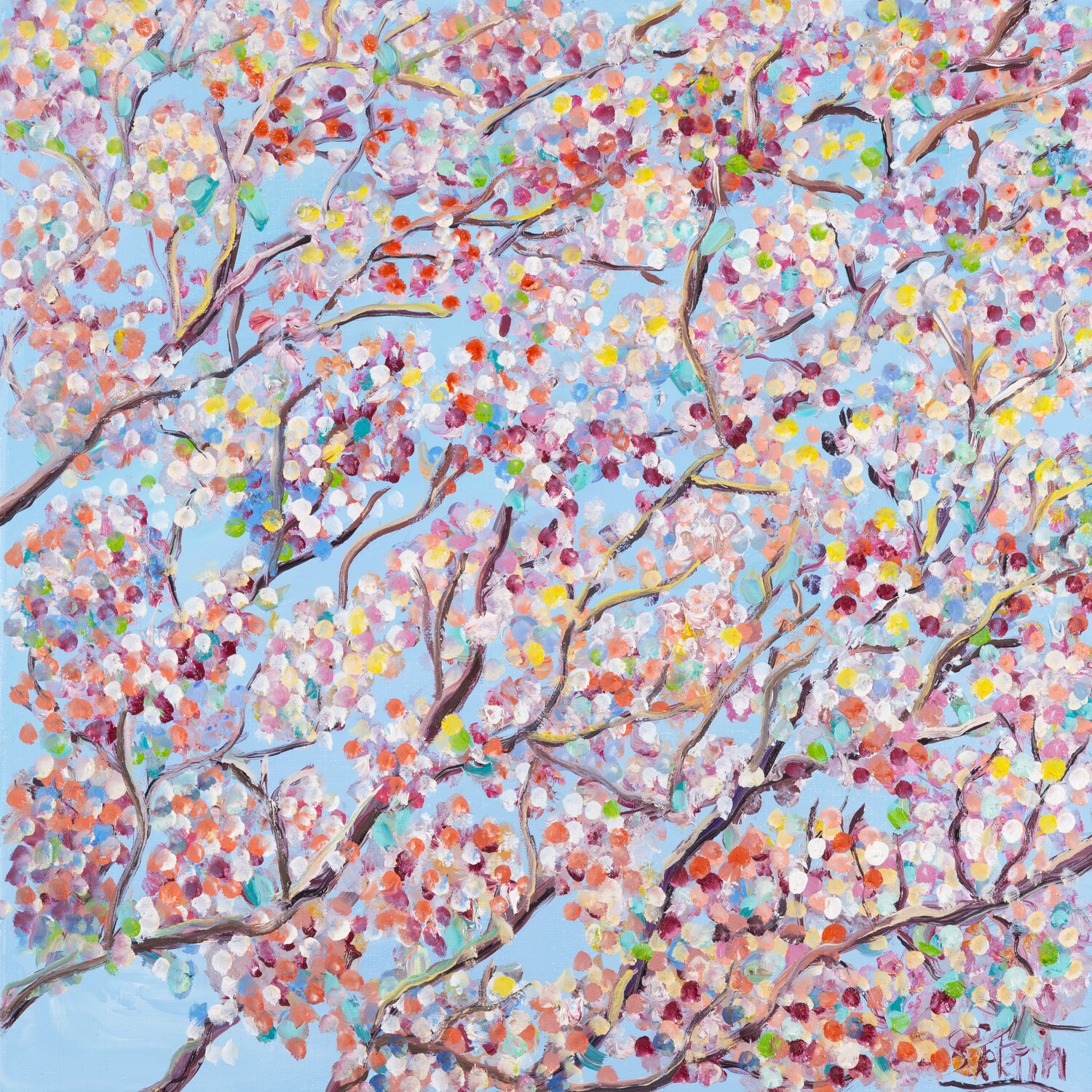 Enfin les sakuras Sophie Petetin Original painting for sale