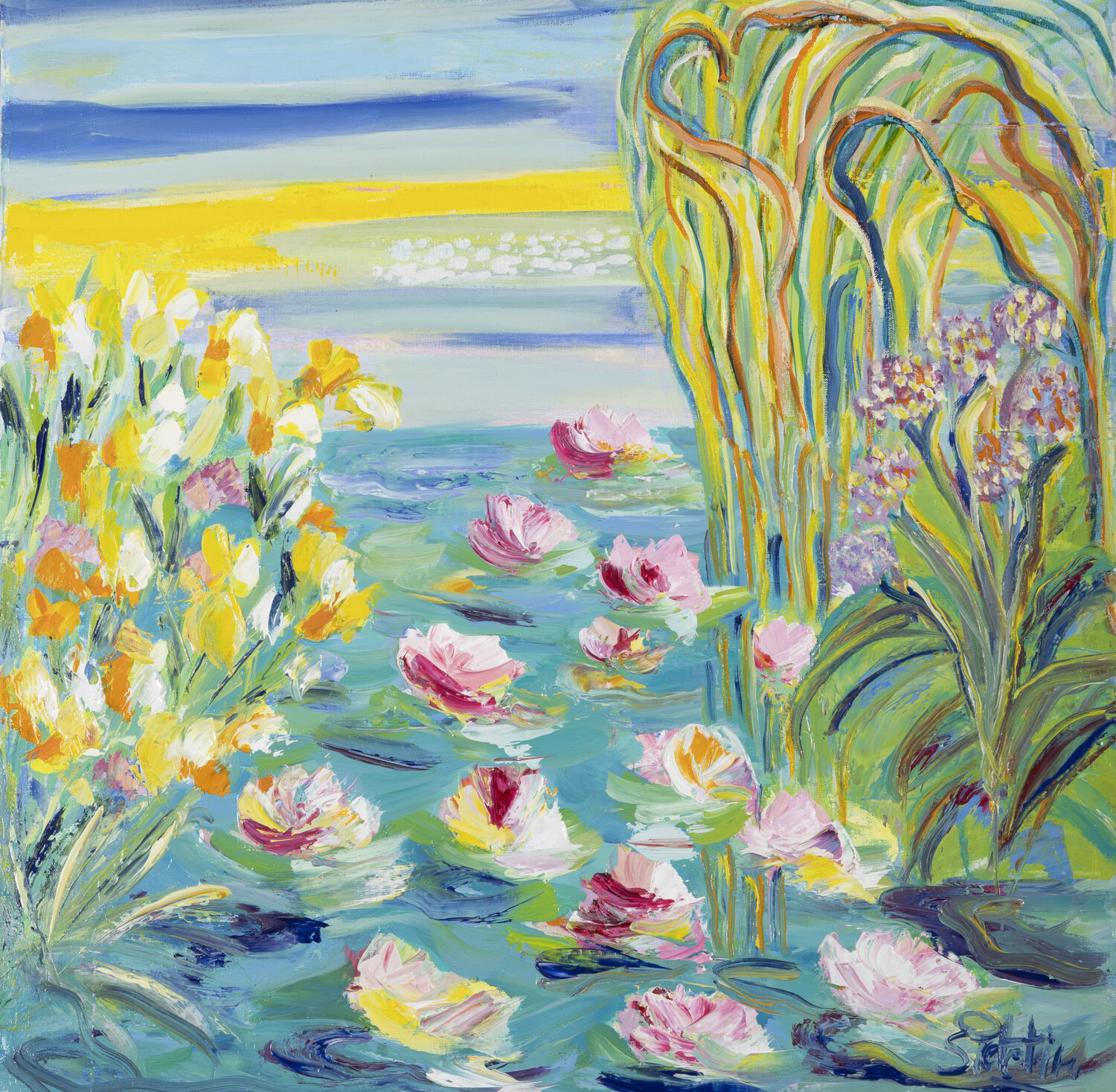 Dessines moi les nymphéas Sophie Petetin Original painting for sale