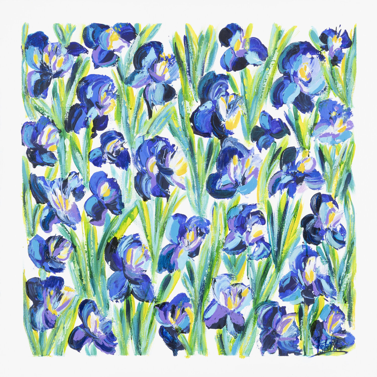 Les iris bleus te vont bien Sophie Petetin Original painting for sale