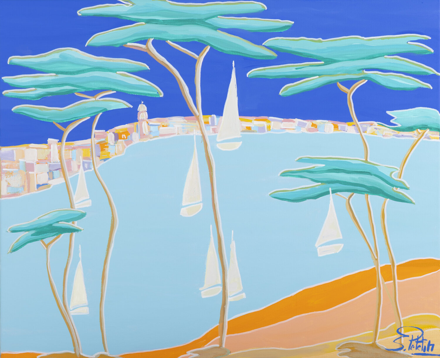 Mer, douceur à Saint Tropez Sophie Petetin Original painting for sale
