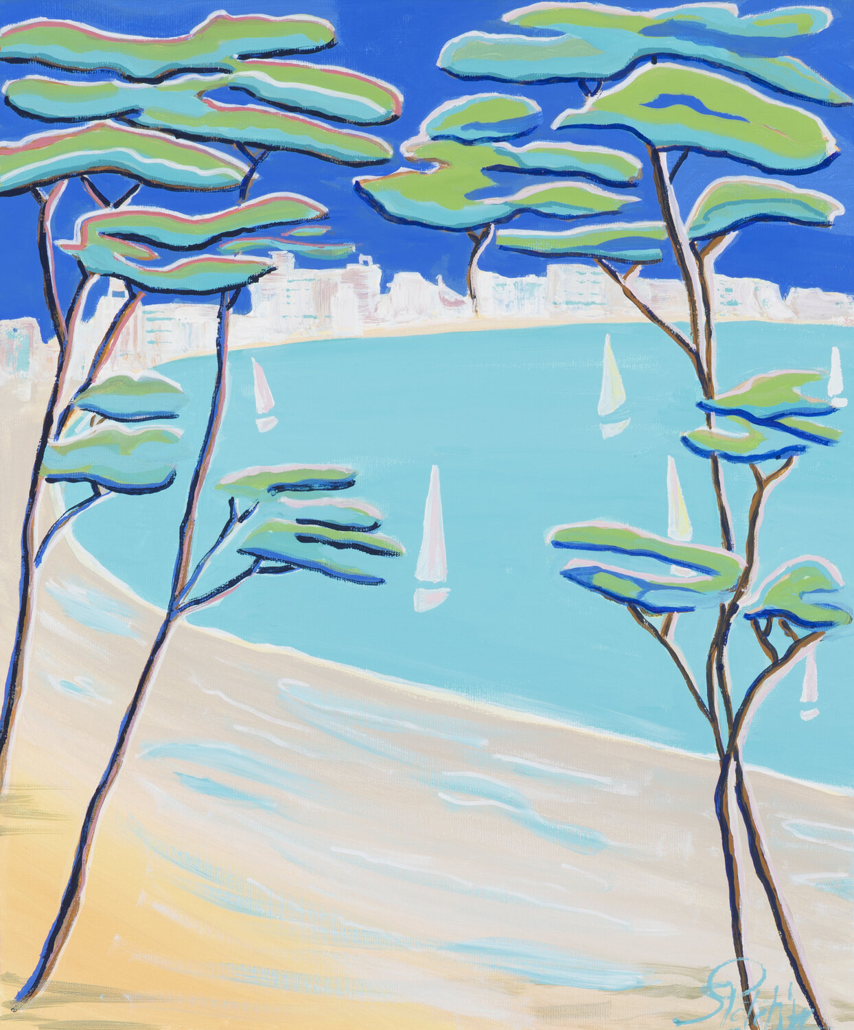 Viens sous les pins avec moi à la Baule Sophie Petetin Original painting for sale