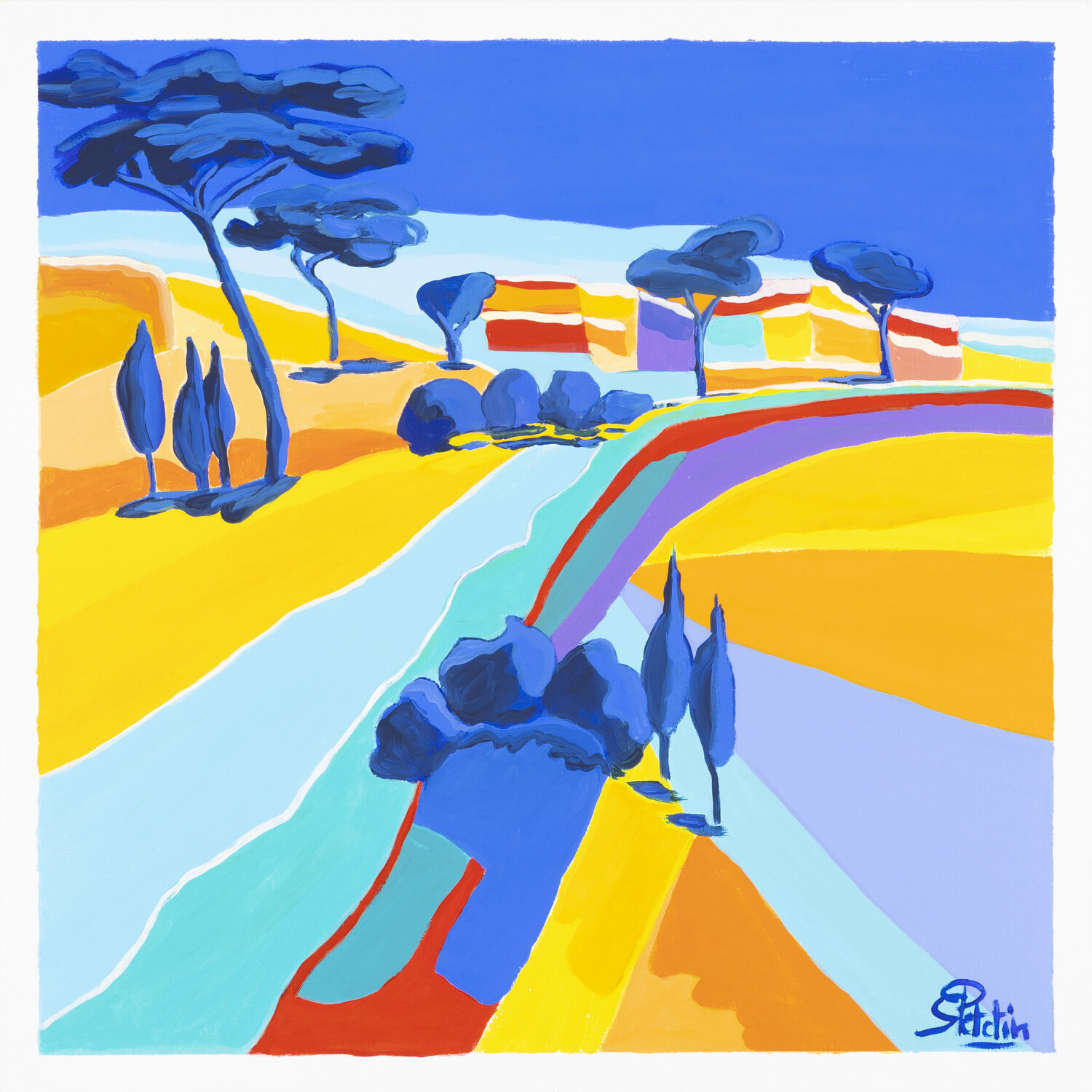 Sur le chemin coloré de ma petite Provence Sophie Petetin Original painting for sale