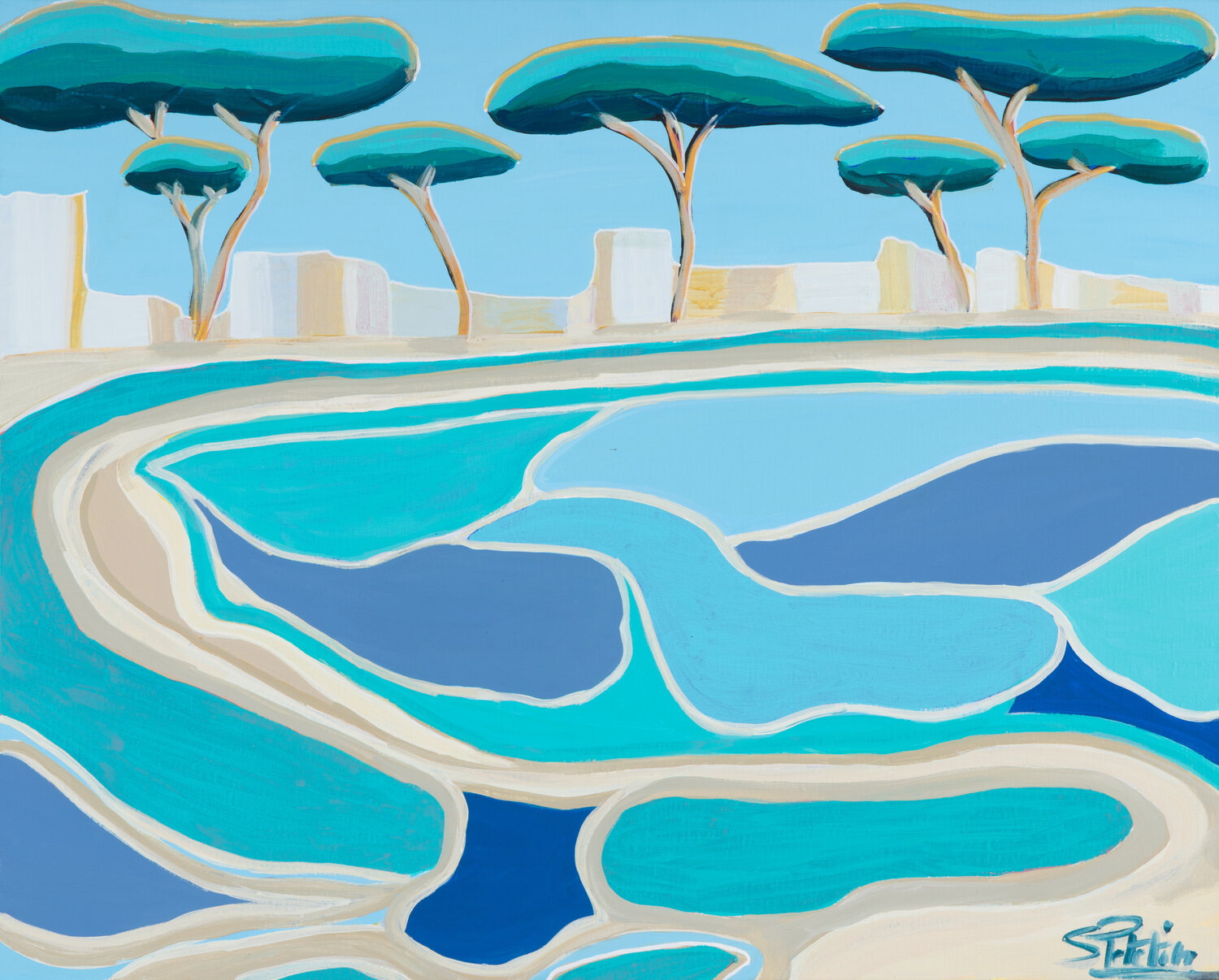 Mer, la Baule, douceur sous les pins Sophie Petetin Original painting for sale