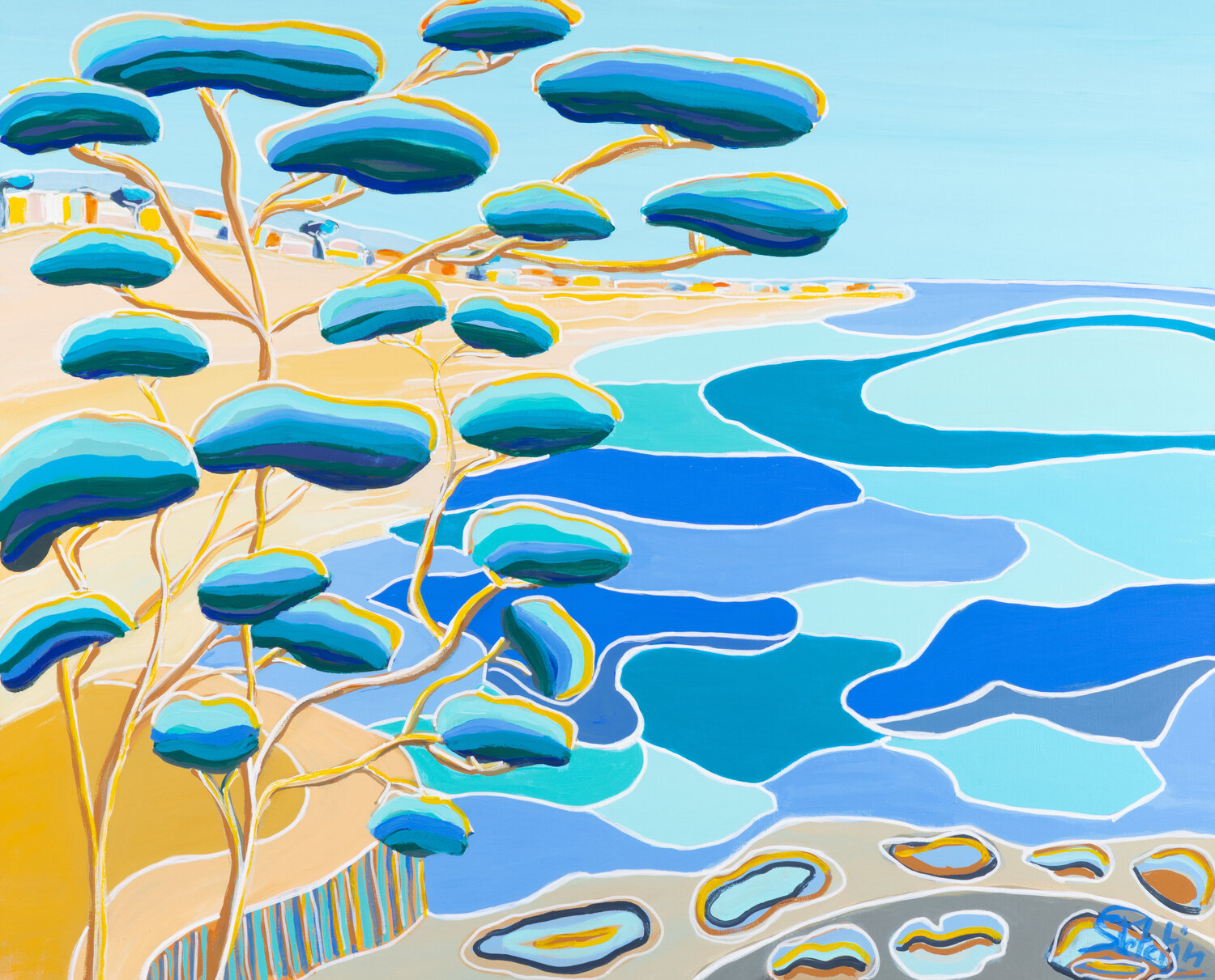 La valse des vagues et des pins Sophie Petetin Original painting for sale