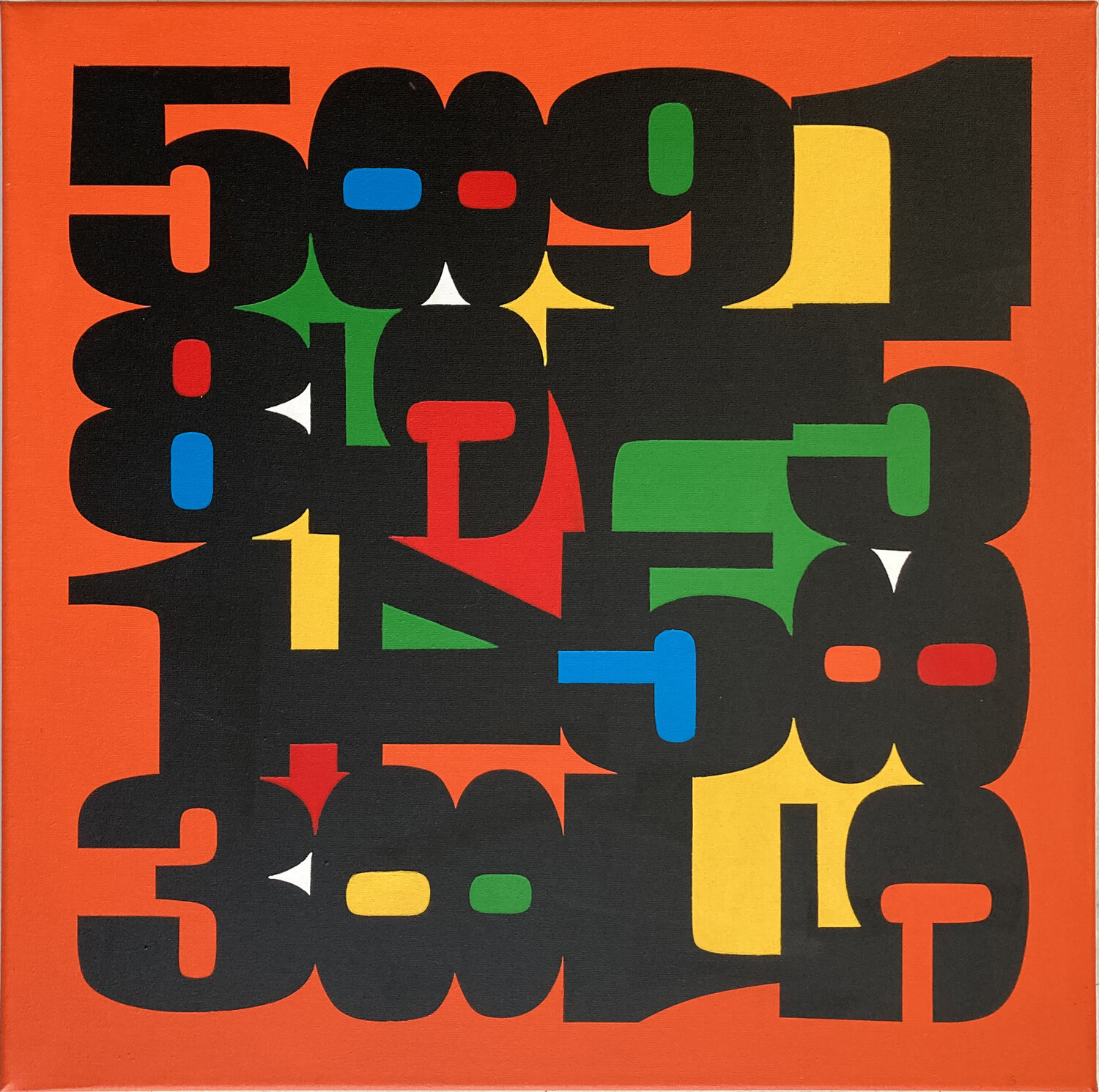 Numeric Triptych – Trittico concettuale su tela dal progetto From "0" to Infinity Paolo Grassi Original painting for sale