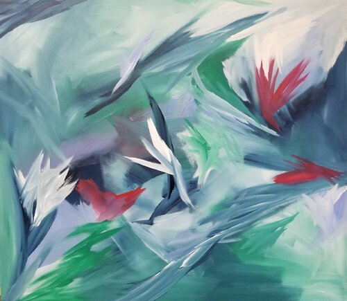 Flocks in my inner garden - 2025 by Monique Dufour, Painting for Sale on Select
