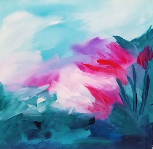 Blossoms at the edge of dawn - 2025 by Monique Dufour, Painting for Sale on Select