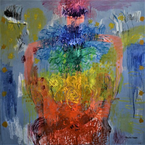 #2813 CRAZY CHAKRAS AND AURA - ANXIETY by Charles Cham, Painting for Sale on Select