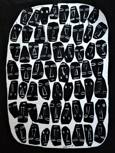 #2810 BLACK ON WHITE ON BLACK by Charles Cham, Painting for Sale on Select