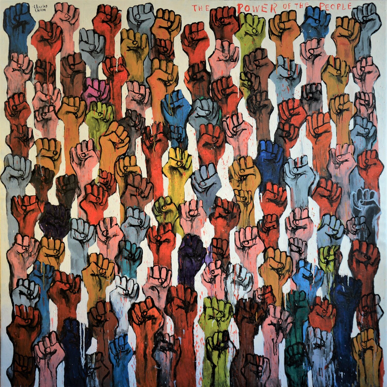 #2828 THE POWER OF THE PEOPLE Charles Cham Original painting for sale