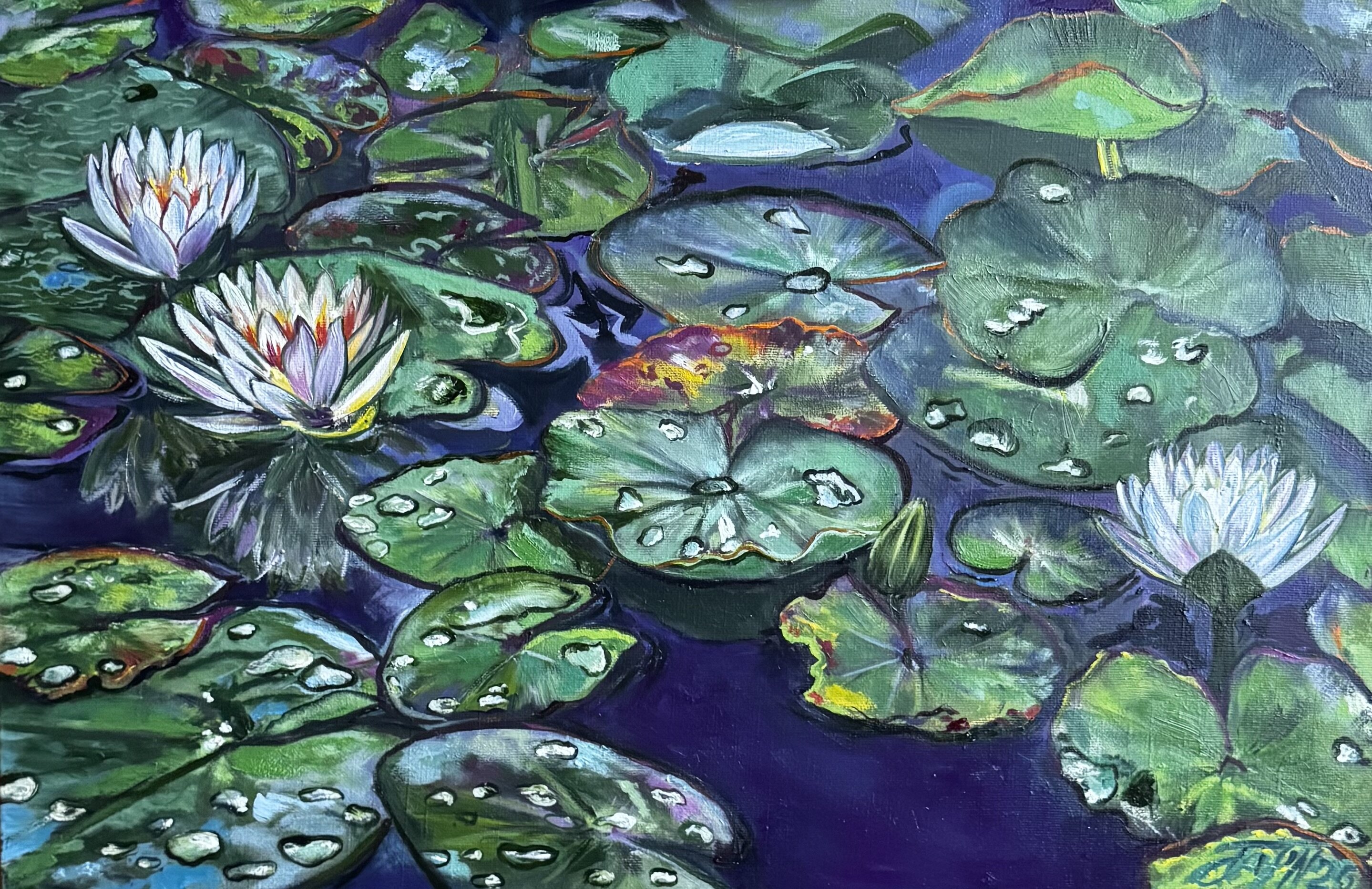 Three water lilies