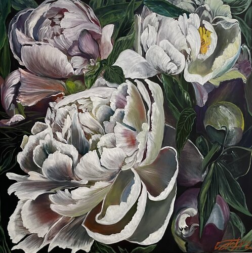 Light peonies by Anna Pavlovich-Naneva, Painting for Sale on Select