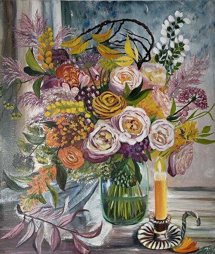 Extravaganza of flowers by Anna Pavlovich-Naneva, Painting for Sale on Select
