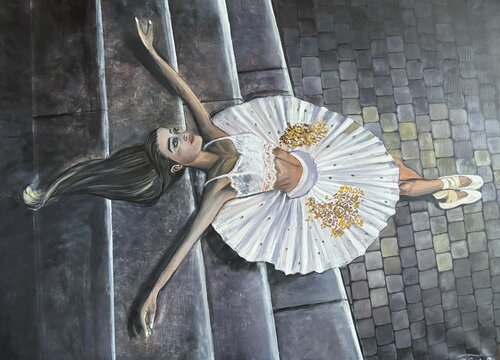 Ballerina on stairs by Anna Pavlovich-Naneva, Painting for Sale on Select