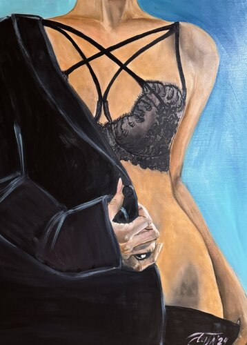 Taking off the jacket by Anna Pavlovich-Naneva, Painting for Sale on Select