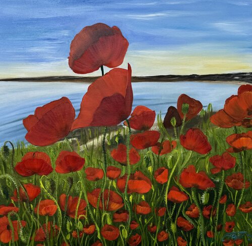 Poppies over the sea by Anna Pavlovich-Naneva, Painting for Sale on Select
