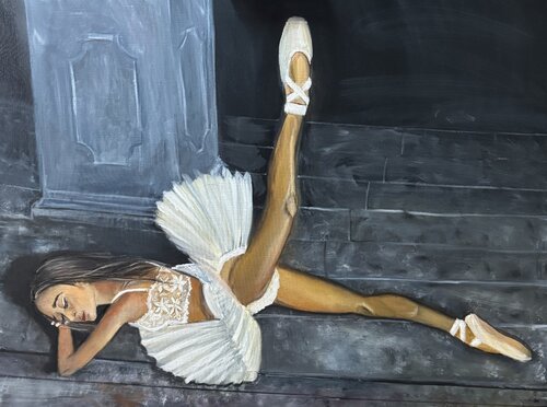 Ballerina next to a column by Anna Pavlovich-Naneva, Painting for Sale on Select