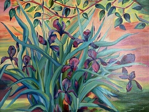 Irises by Anna Pavlovich-Naneva, Painting for Sale on Select