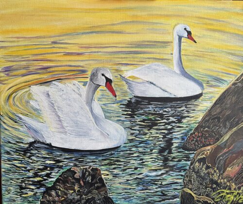 Swans by Anna Pavlovich-Naneva, Painting for Sale on Select