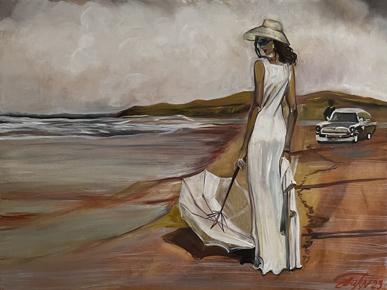 Lady in white Anna Pavlovich-Naneva Original painting for sale