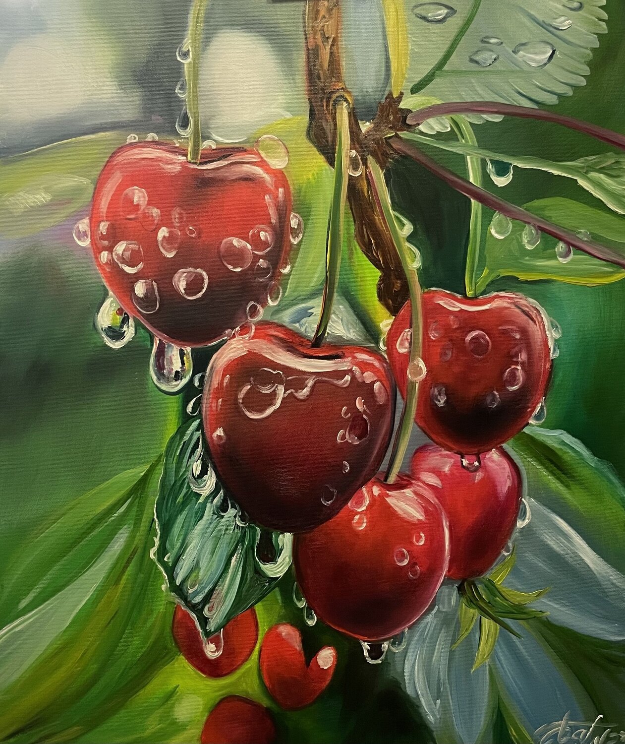 Ripe cherry Anna Pavlovich-Naneva Original painting for sale