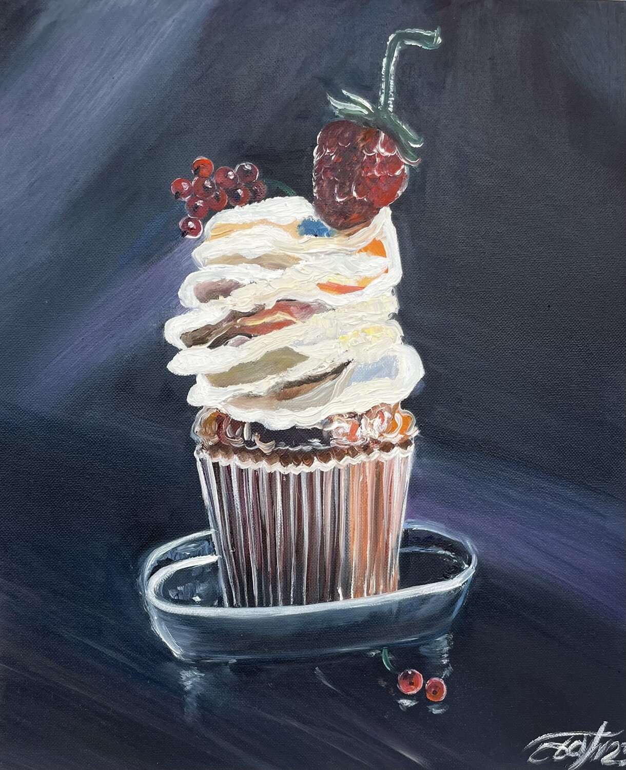 Cupcake with berries Anna Pavlovich-Naneva Original painting for sale