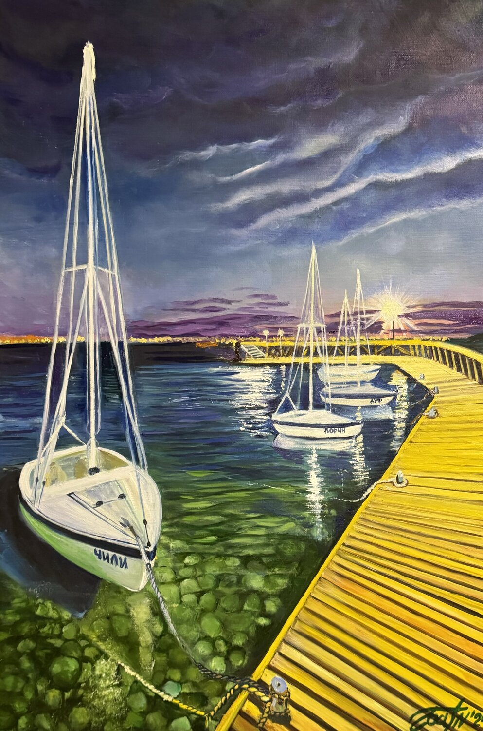 Evening at the sea Anna Pavlovich-Naneva Original painting for sale