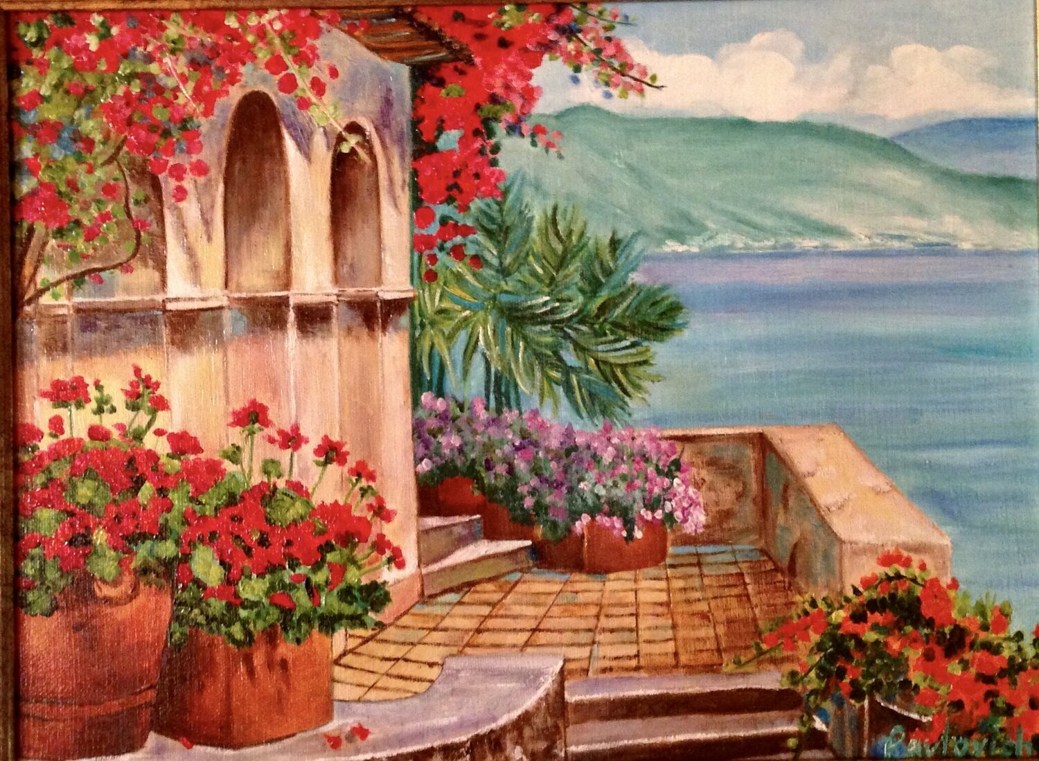 Terrasse on the sea Anna Pavlovich-Naneva Original painting for sale