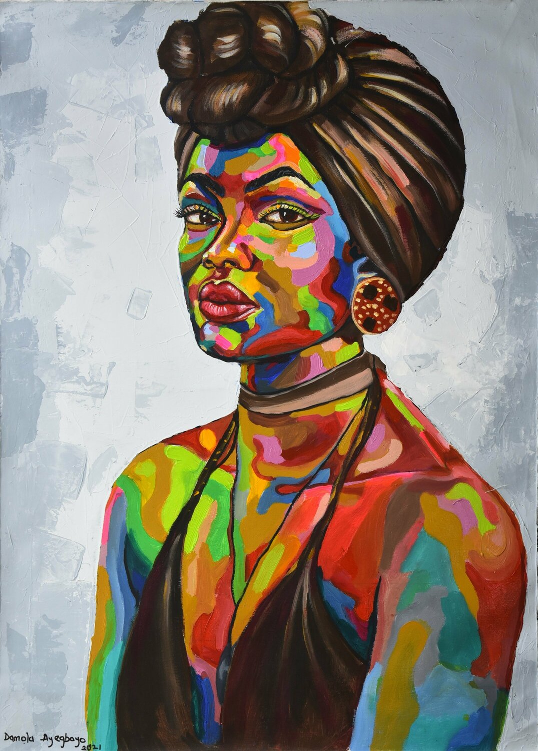 African Girl Damola Ayegbayo Original painting for sale