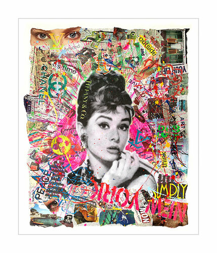 Original Collage Painting on PaperAudrey Tiffany - by Dr8 Love, Painting for Sale on Select
